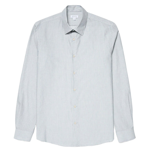 Sunspel Cotton Cashmere Shirt Light Blue / White - The Sporting Lodge
