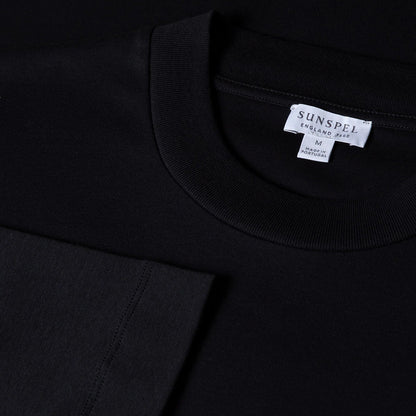 Sunspel Long Sleeve Heavyweight T-shirt Black - The Sporting Lodge