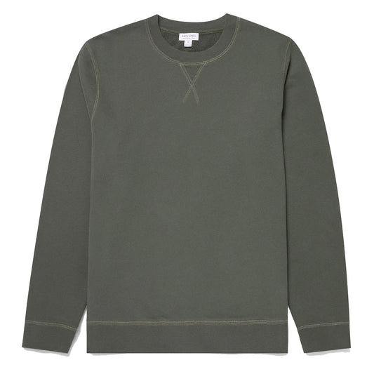Sunspel Loopback Sweatshirt Khaki - The Sporting Lodge