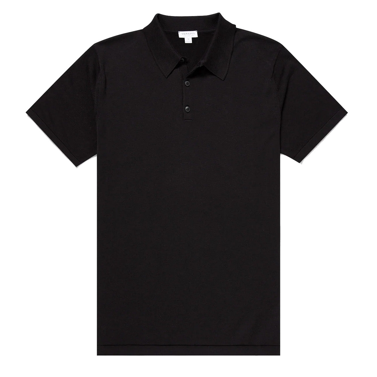 Sunspel Sea Island Cotton Polo Shirt Black - The Sporting Lodge
