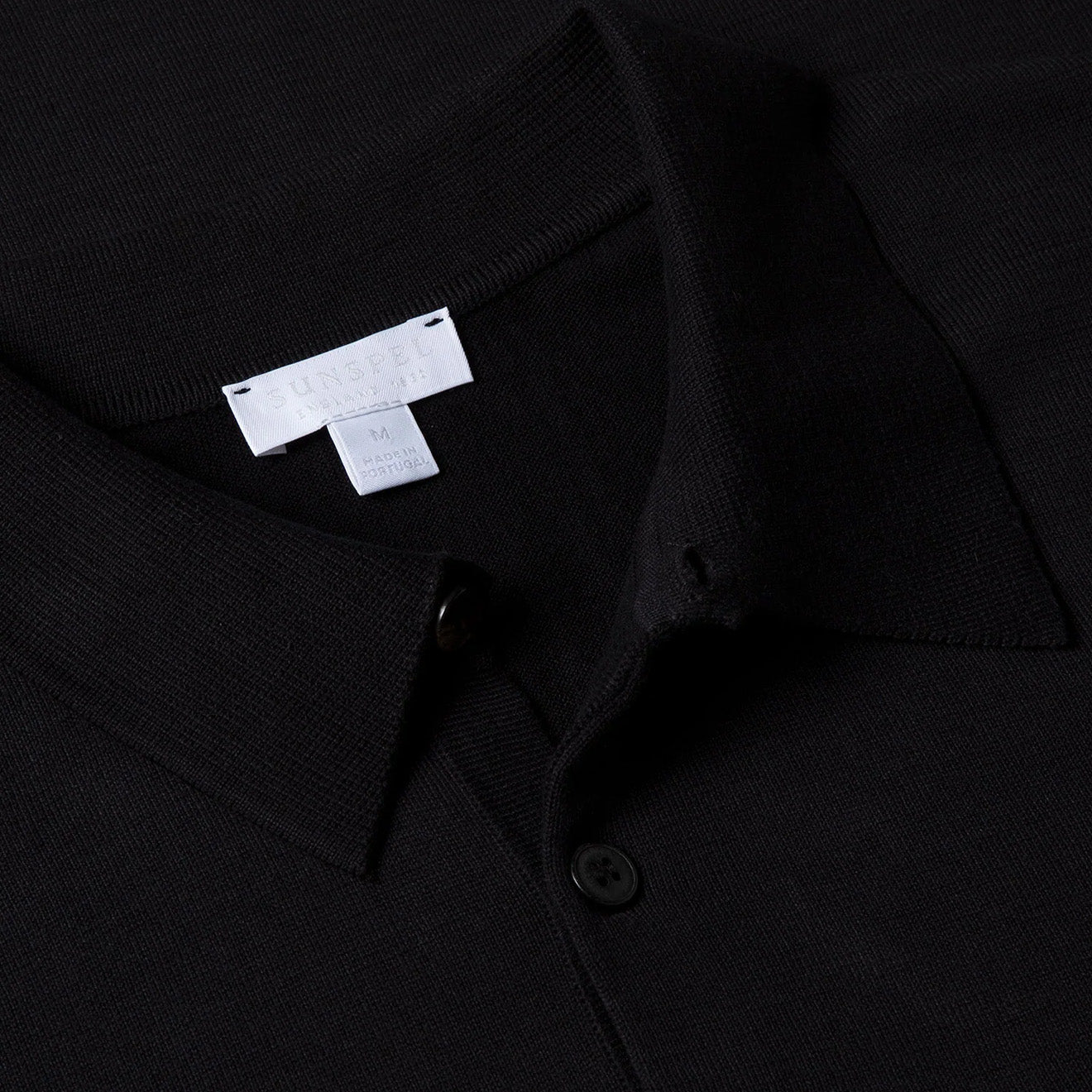 Sunspel Sea Island Cotton Polo Shirt Black - The Sporting Lodge