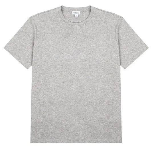 Sunspel Womens Boy Fit Crew Neck T Shirt Grey Melange
