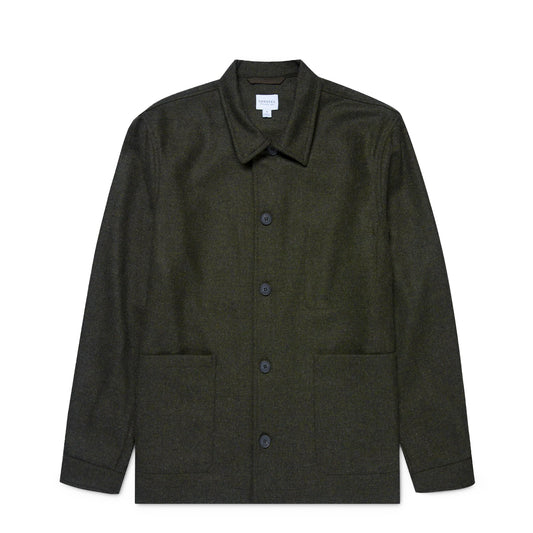 Sunspel British Wool Twin Pocket Jacket Drill Green