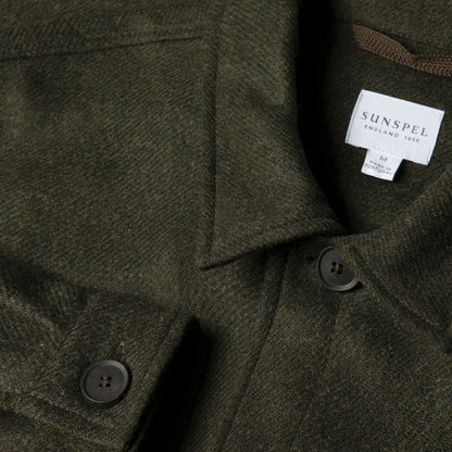 Sunspel British Wool Twin Pocket Jacket Drill Green