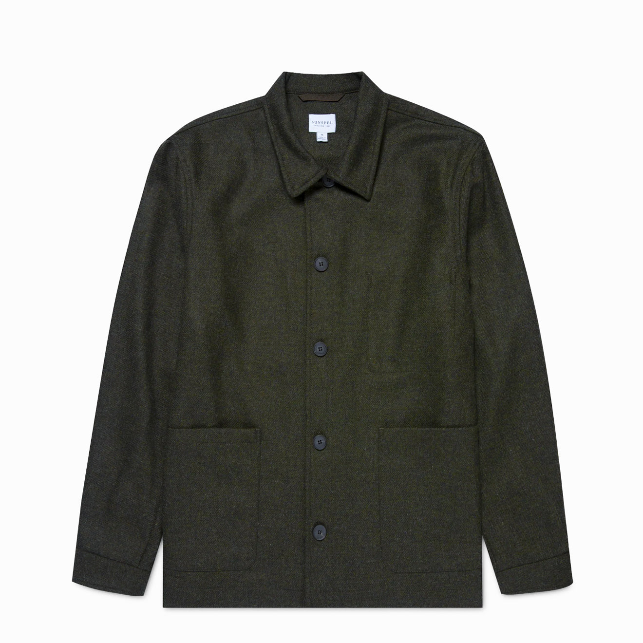 Sunspel British Wool Twin Pocket Jacket Drill Green