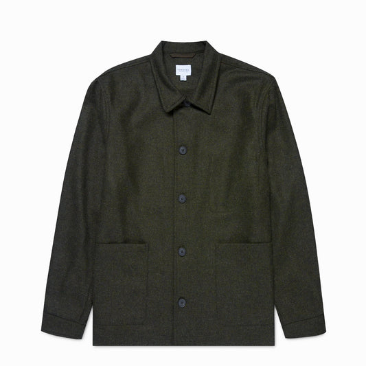 Sunspel British Wool Twin Pocket Jacket Drill Green