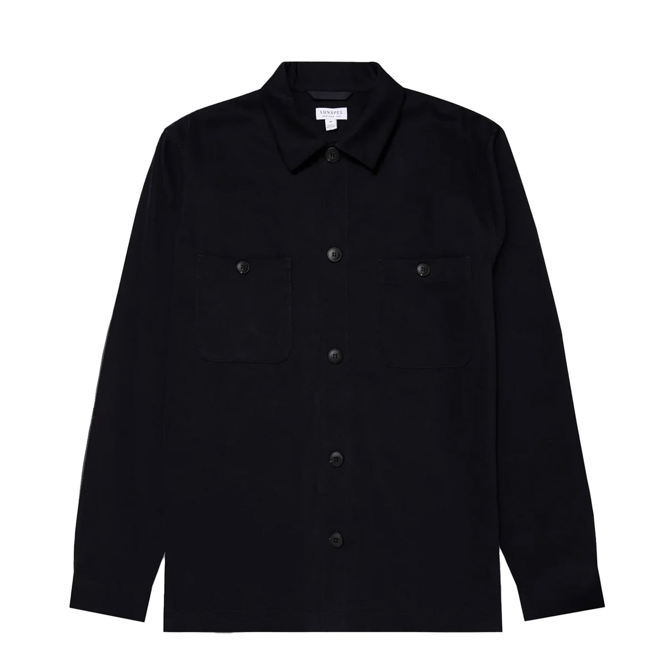 Sunspel Brushed Cotton Overshirt Navy - The Sporting Lodge