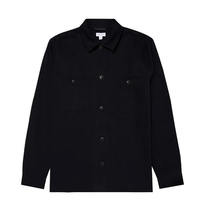 Sunspel Brushed Cotton Overshirt Navy - The Sporting Lodge