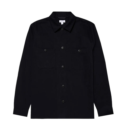 Sunspel Brushed Cotton Overshirt Navy - The Sporting Lodge