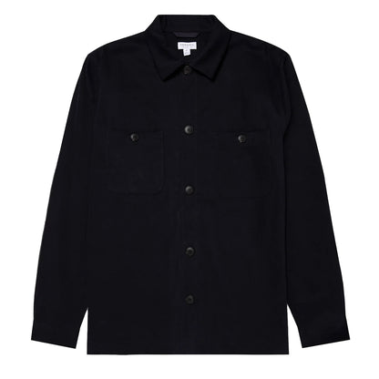 Sunspel Brushed Cotton Overshirt Navy - The Sporting Lodge
