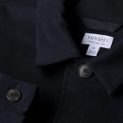 Sunspel Brushed Cotton Overshirt Navy - The Sporting Lodge