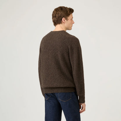 Sunspel Brushed Shetland Crew Neck Bark - The Sporting Lodge