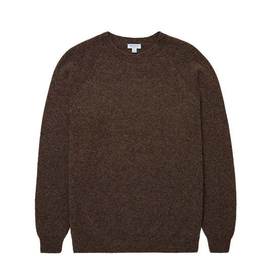Sunspel Brushed Shetland Crew Neck Bark - The Sporting Lodge