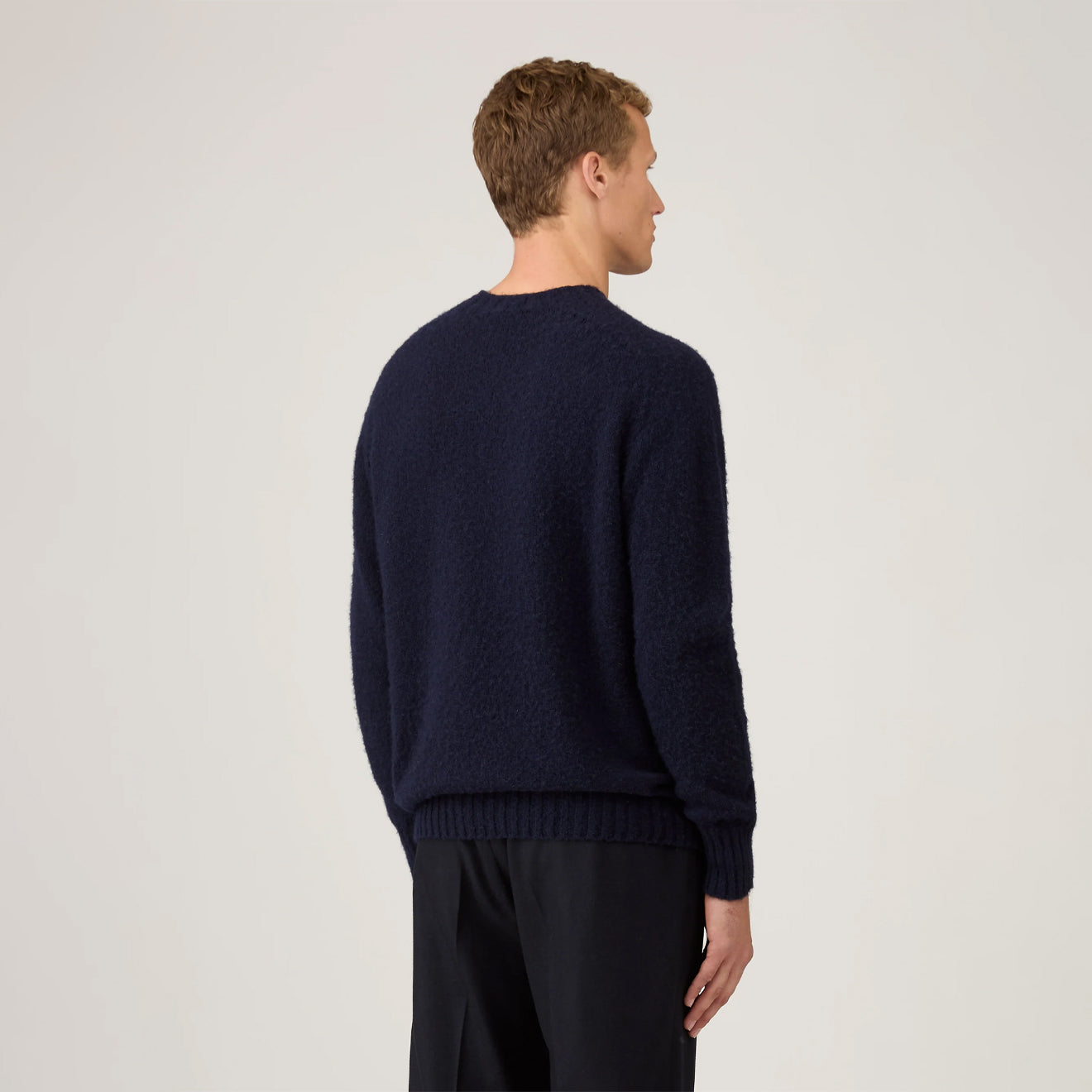 Sunspel Brushed Shetland Crew Neck Navy - The Sporting Lodge