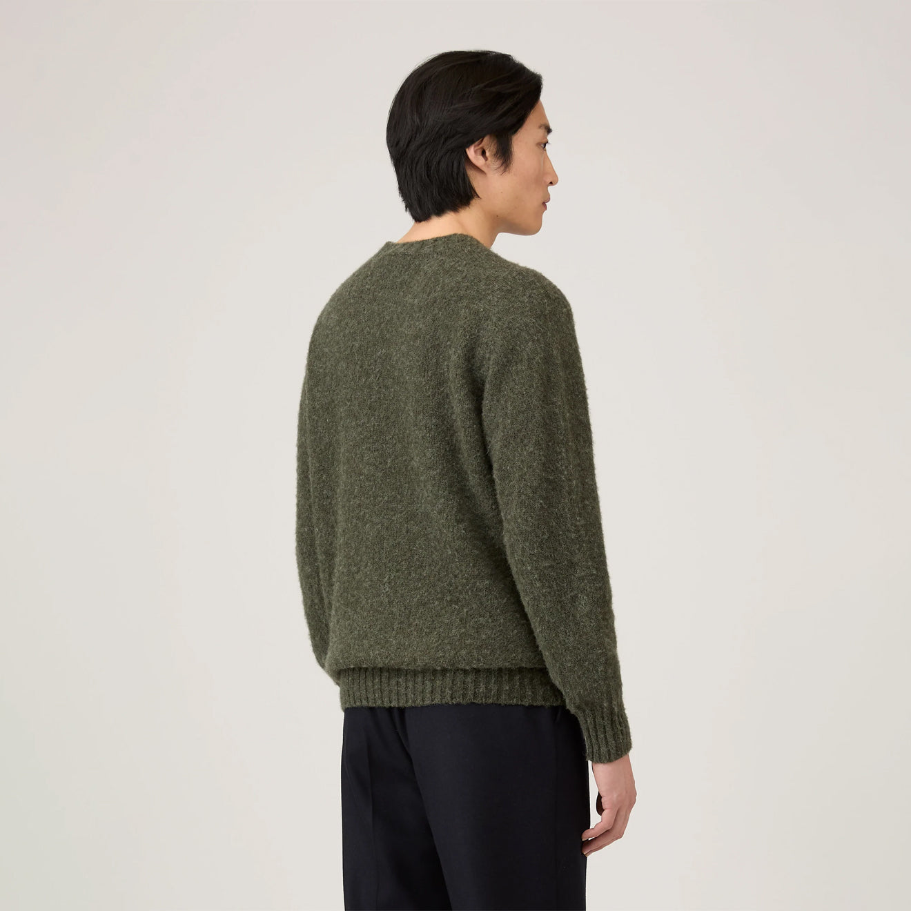 Sunspel Brushed Shetland Crew Neck Sea Moss - The Sporting Lodge
