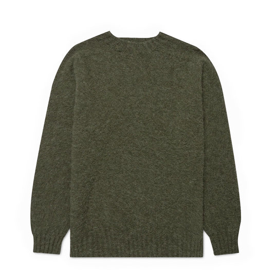 Sunspel Brushed Shetland Crew Neck Sea Moss - The Sporting Lodge