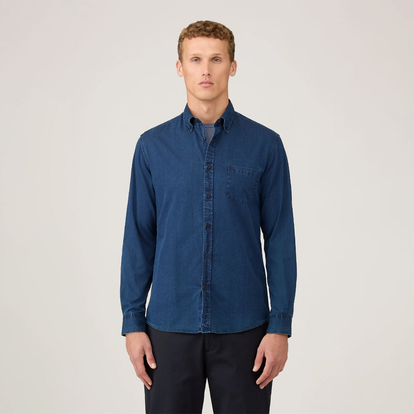 Sunspel Button Down Shirt Indigo - The Sporting Lodge
