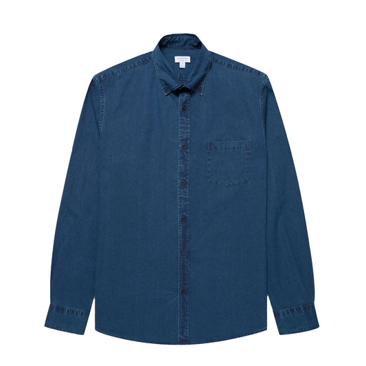 Sunspel Button Down Shirt Indigo - The Sporting Lodge