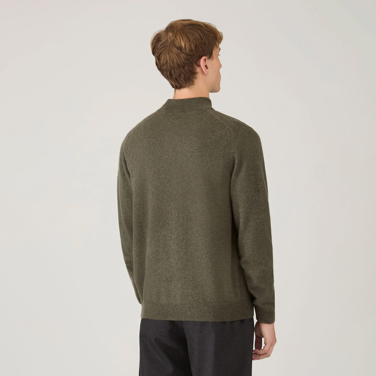 Sunspel Cashmere Half Zip Khaki