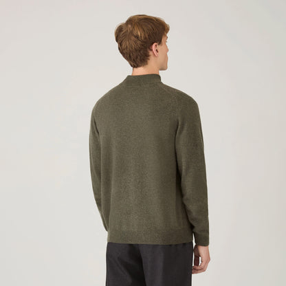 Sunspel Cashmere Half Zip Khaki
