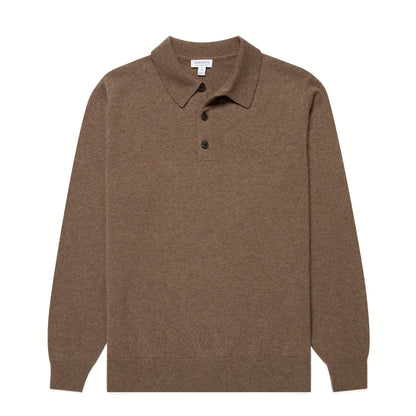 Sunspel Cashmere Polo Taupe