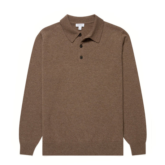 Sunspel Cashmere Polo Taupe