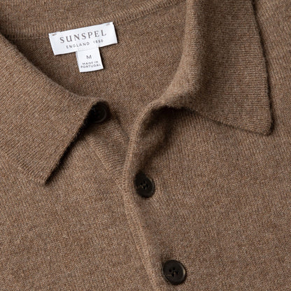 Sunspel Cashmere Polo Taupe