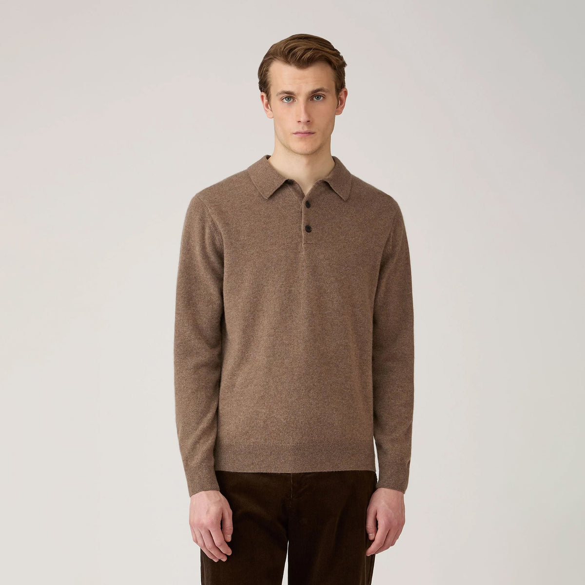 Sunspel Cashmere Polo Taupe