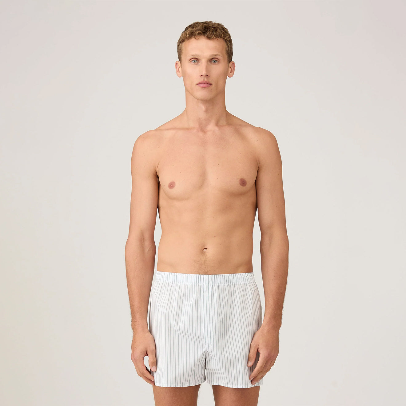 Sunspel Classic Boxer Short White / Blue / Green Archive Stripe