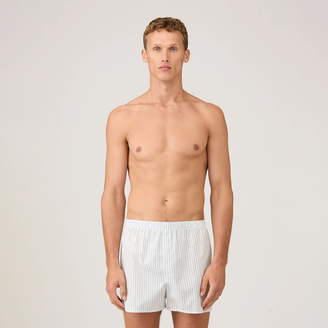 Sunspel Classic Boxer Short White / Blue / Green Archive Stripe - The Sporting Lodge