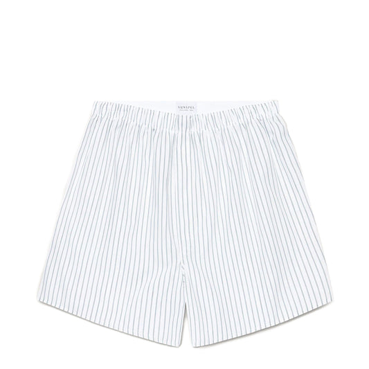 Sunspel Classic Boxer Short White / Blue / Green Archive Stripe - The Sporting Lodge