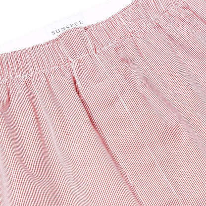 Sunspel Classic Boxer Short White / Red Micro Gingham