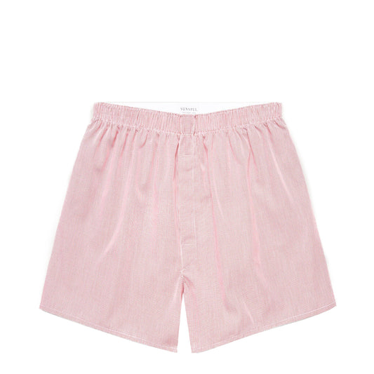 Sunspel Classic Boxer Short White / Red Micro Gingham