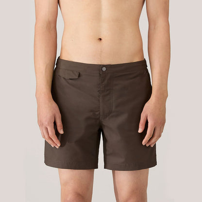 Sunspel Classic Swim Shorts Dark Walnut