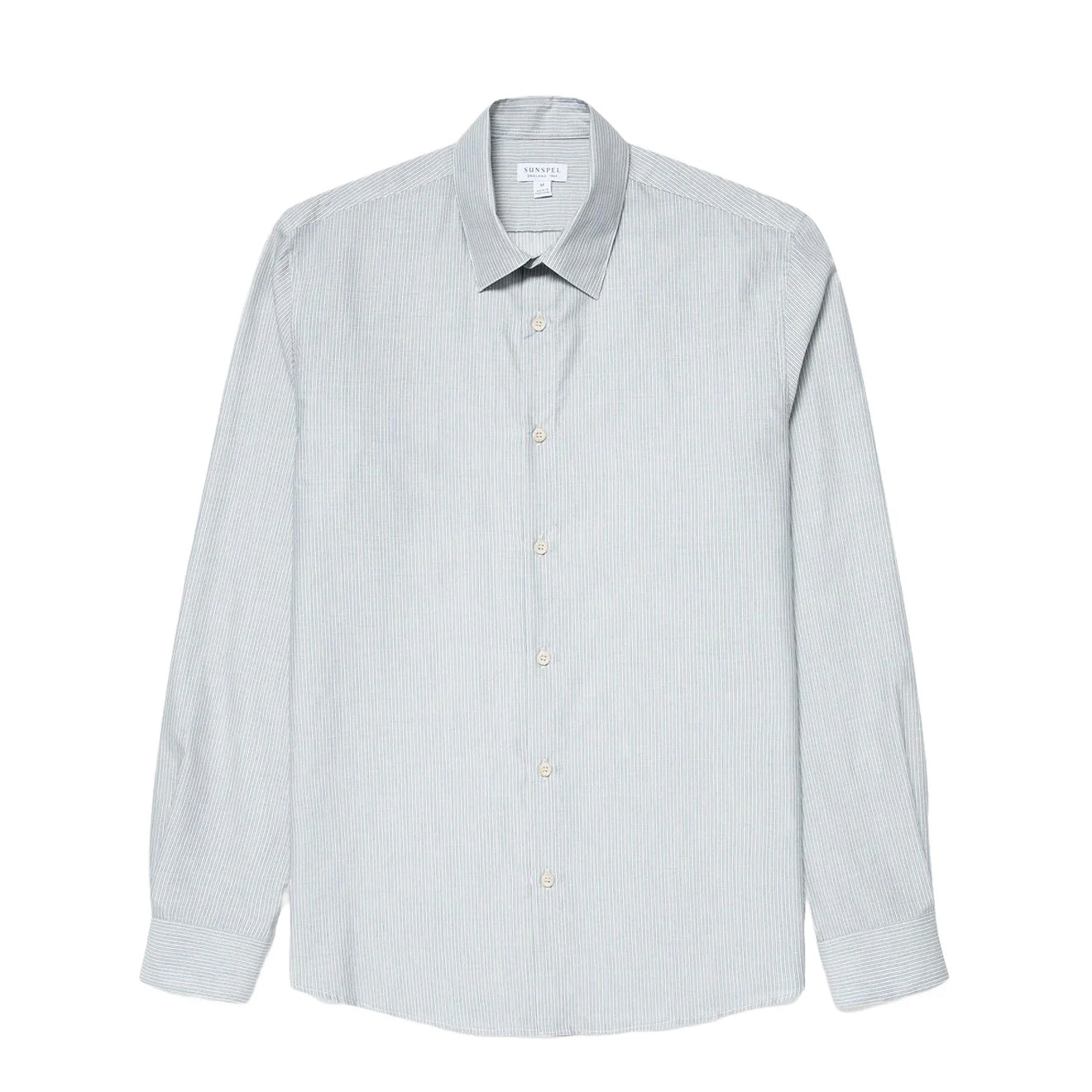 Sunspel Cotton Cashmere Shirt Light Blue / White - The Sporting Lodge