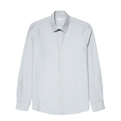 Sunspel Cotton Cashmere Shirt Light Blue / White - The Sporting Lodge