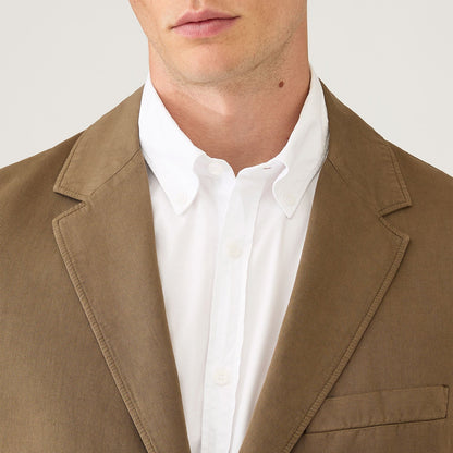 Sunspel Cotton Linen Blazer Dark Cedar