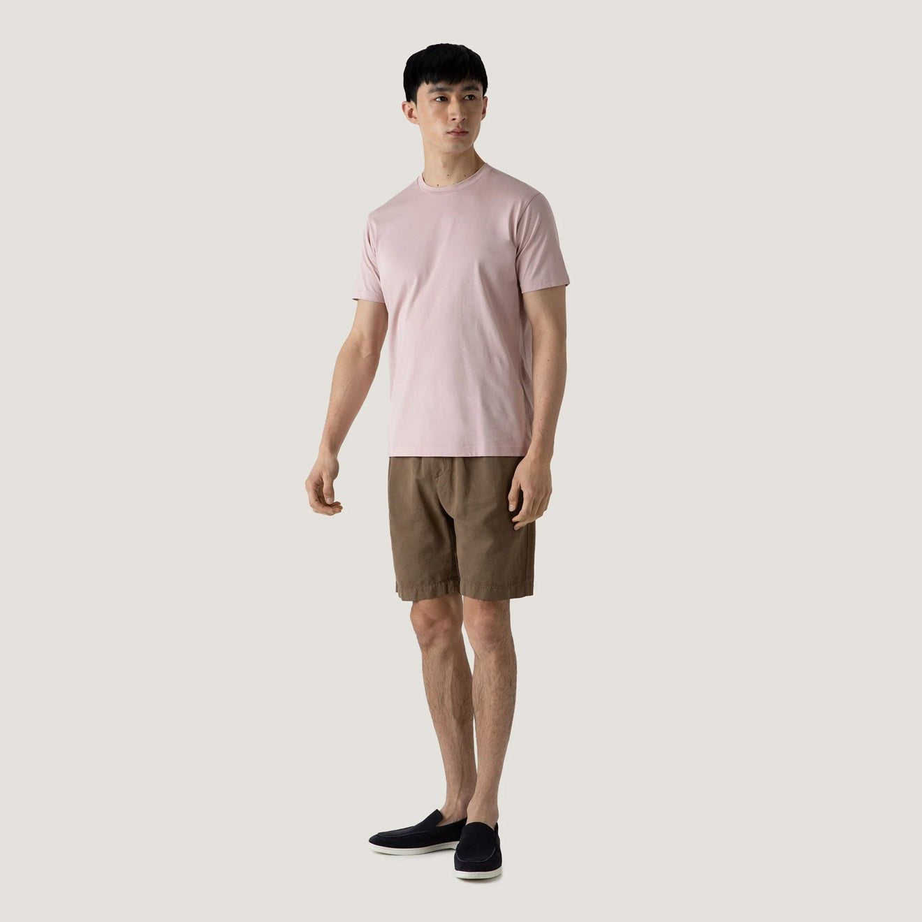 Sunspel Cotton Linen Drawstring Shorts Dark Tan - The Sporting Lodge