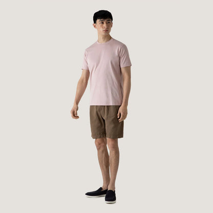 Sunspel Cotton Linen Drawstring Shorts Dark Tan - The Sporting Lodge