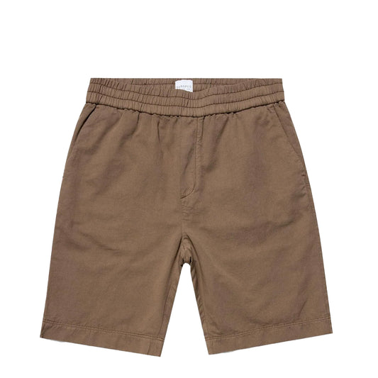 Sunspel Cotton Linen Drawstring Shorts Dark Tan