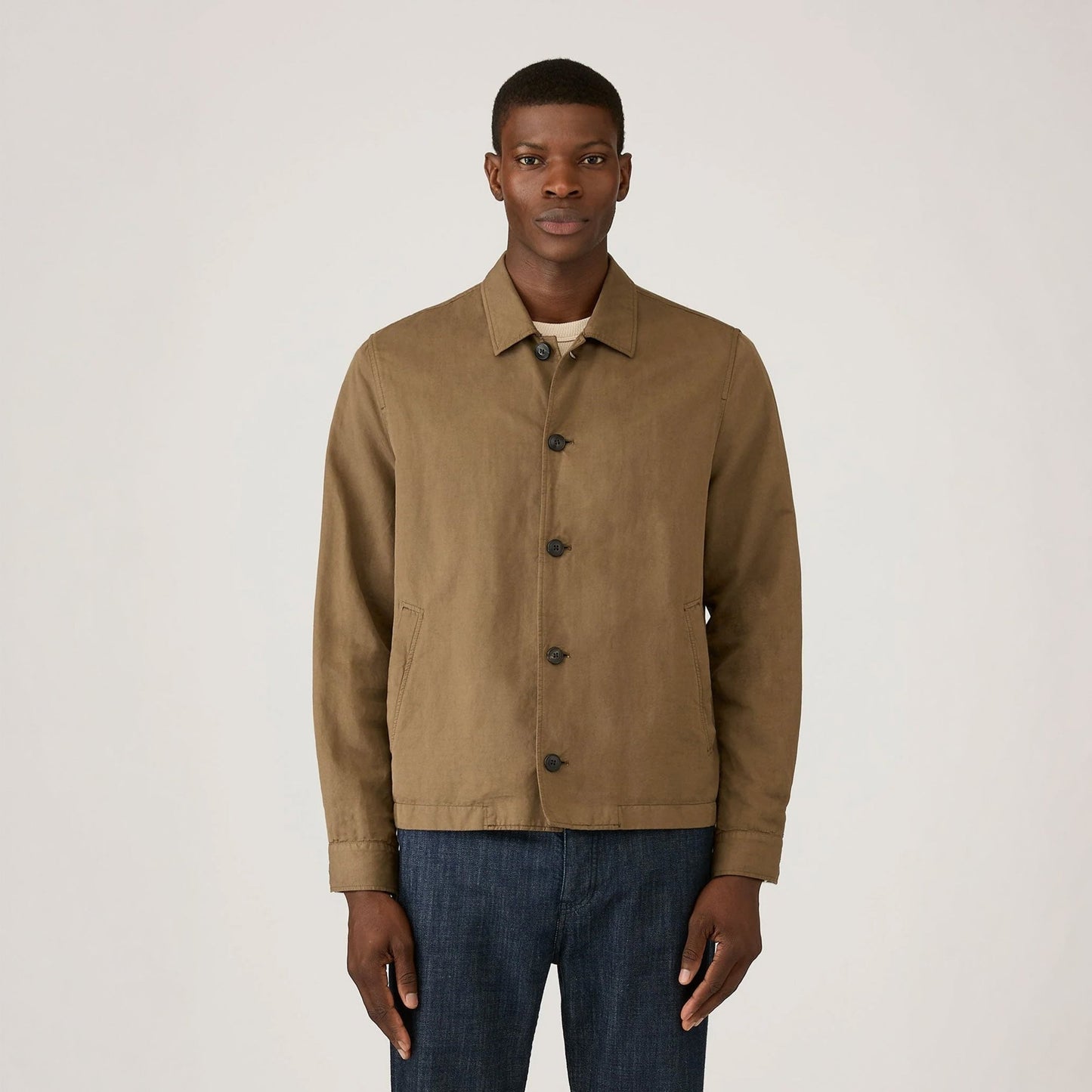 Sunspel Cotton Linen Jacket Dark Cedar - The Sporting Lodge