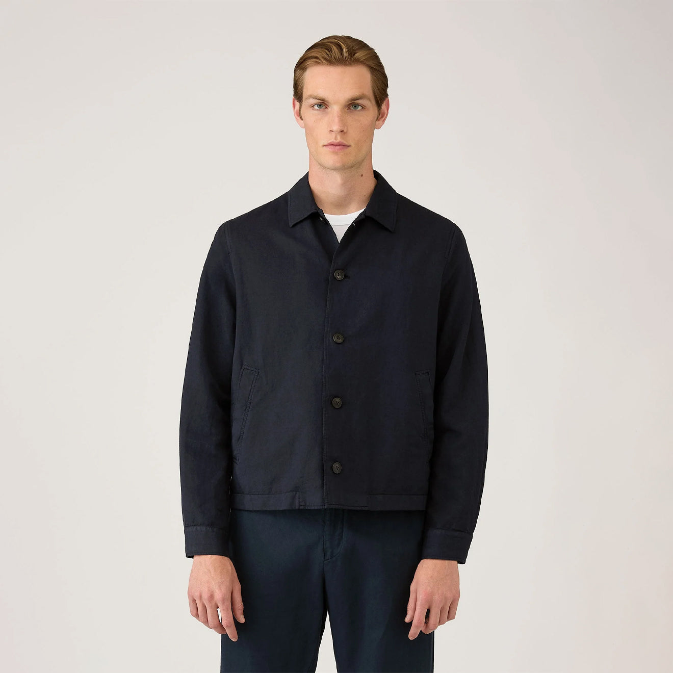 Sunspel Cotton Linen Jacket Navy