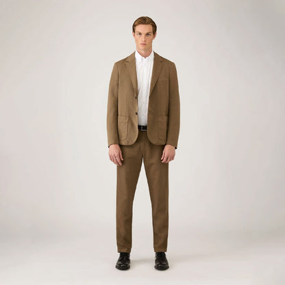 Sunspel Cotton Linen Trouser Dark Cedar 32" LEG