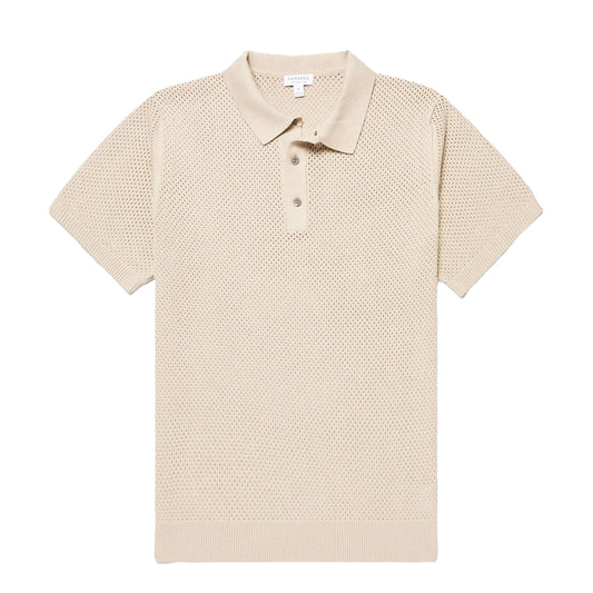 Sunspel Cotton Mesh Polo Hazelwood - The Sporting Lodge