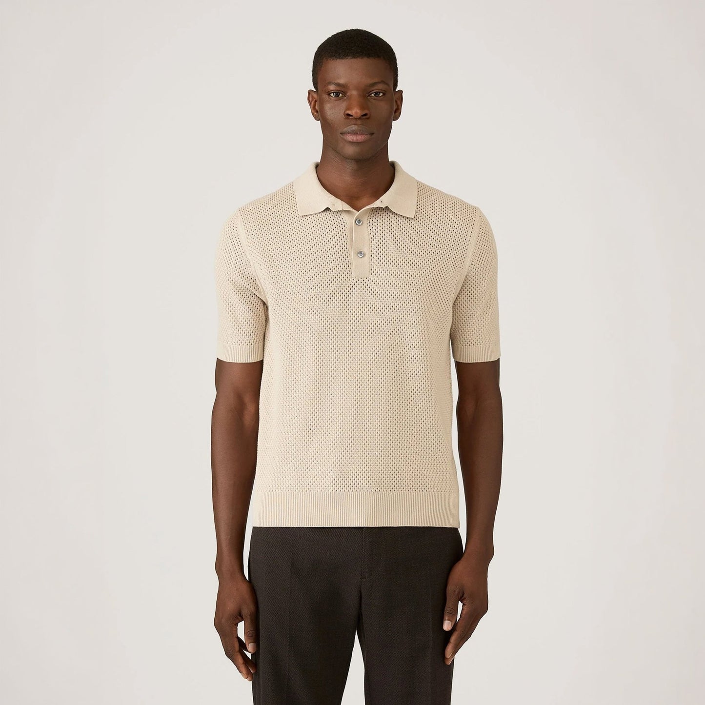 Sunspel Cotton Mesh Polo Hazelwood - The Sporting Lodge