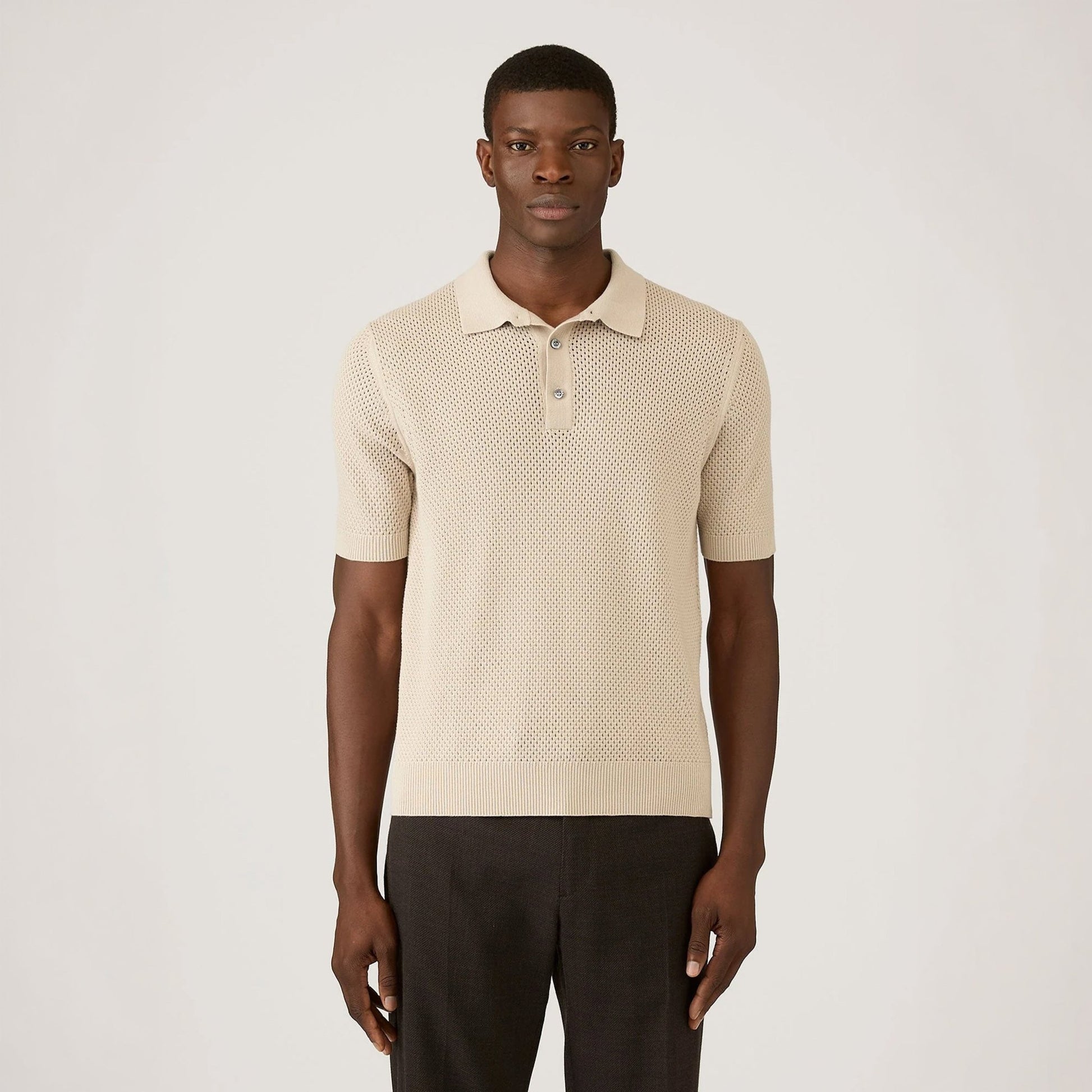 Sunspel Cotton Mesh Polo Hazelwood - The Sporting Lodge
