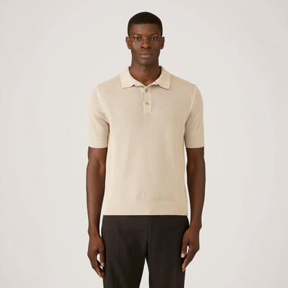 Sunspel Cotton Mesh Polo Hazelwood - The Sporting Lodge