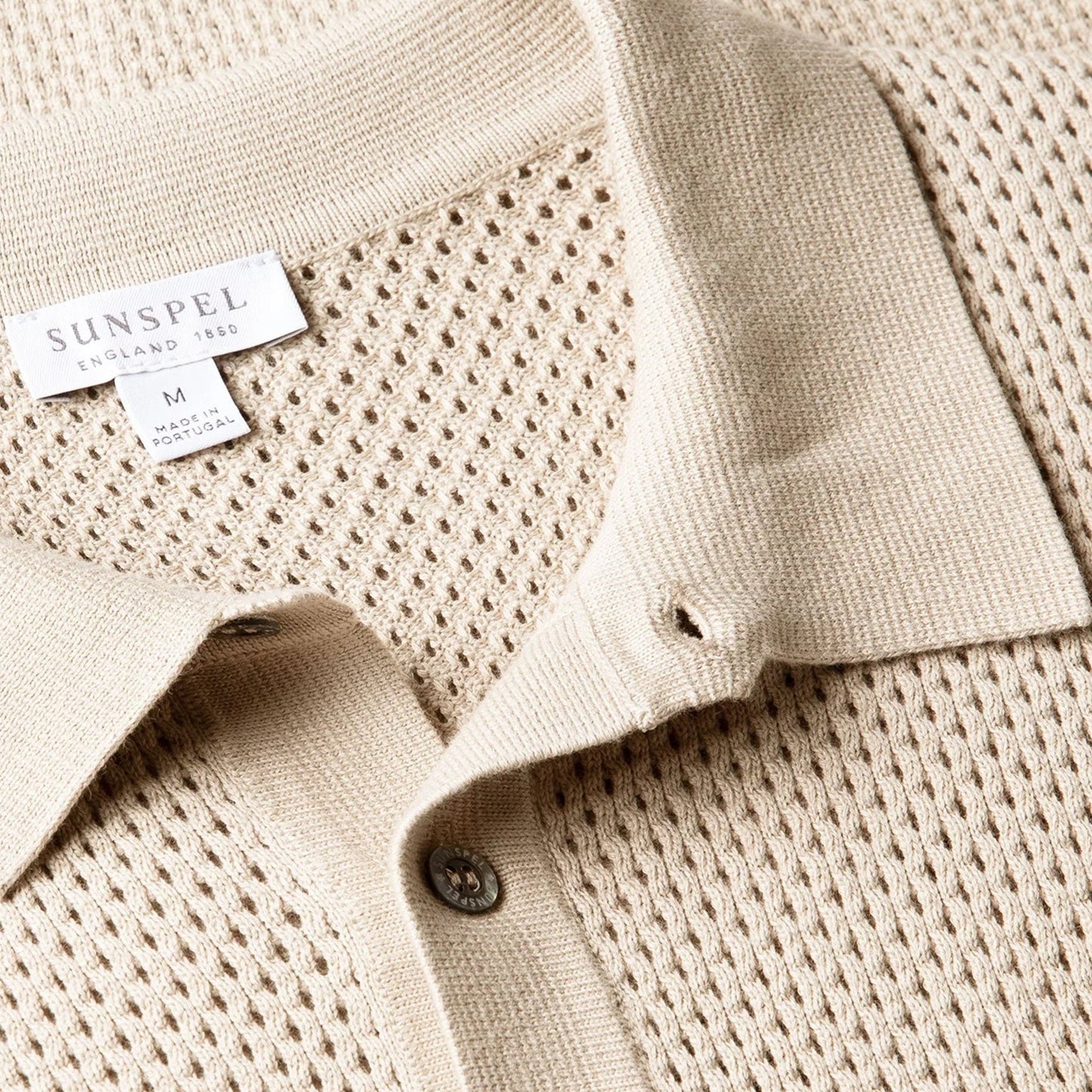 Sunspel Cotton Mesh Polo Hazelwood - The Sporting Lodge
