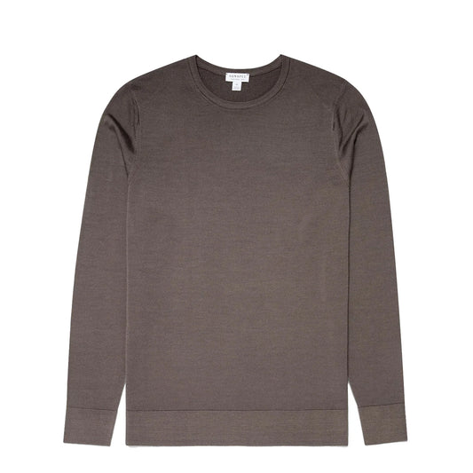 Sunspel Extra-Fine Merino Crew Neck Knit Cedar - The Sporting Lodge