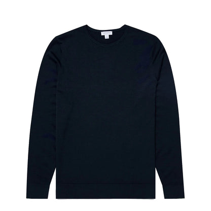 Sunspel Extra-Fine Merino Crew Neck Knit Light Navy